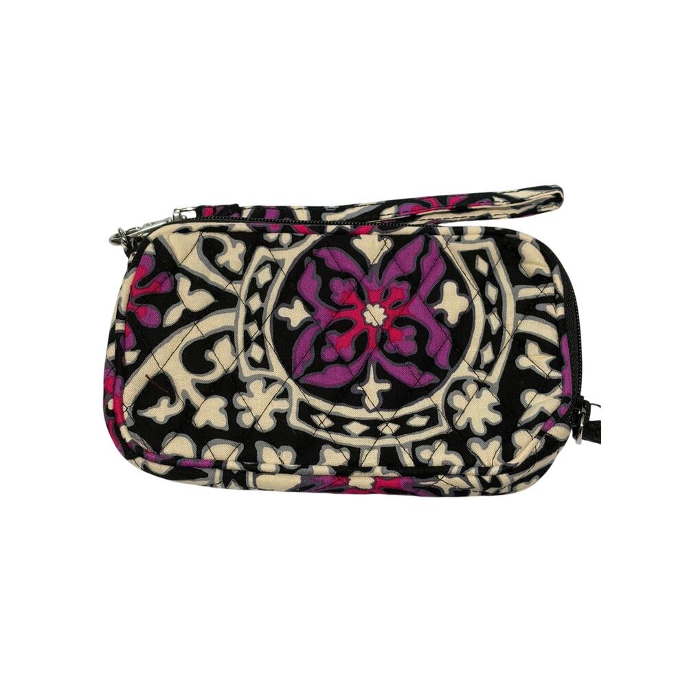 Vera Bradley Scroll Medallion Cosmetic Bag Wristlet NWOT Quilted Purple Black